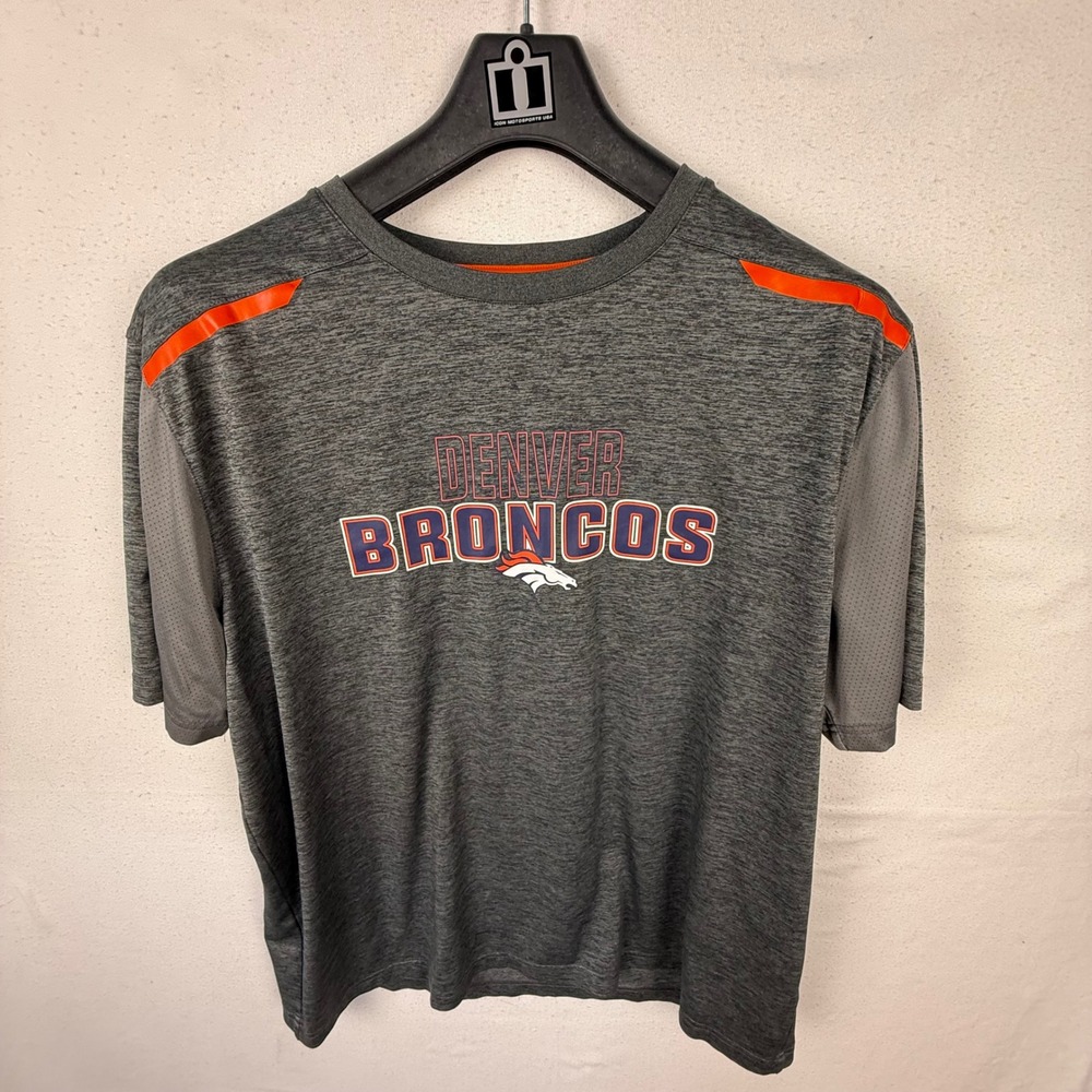 NFL Team Apparel Shirt Mens XL Grey Denver Broncos TX3 Cool Performance Athletic